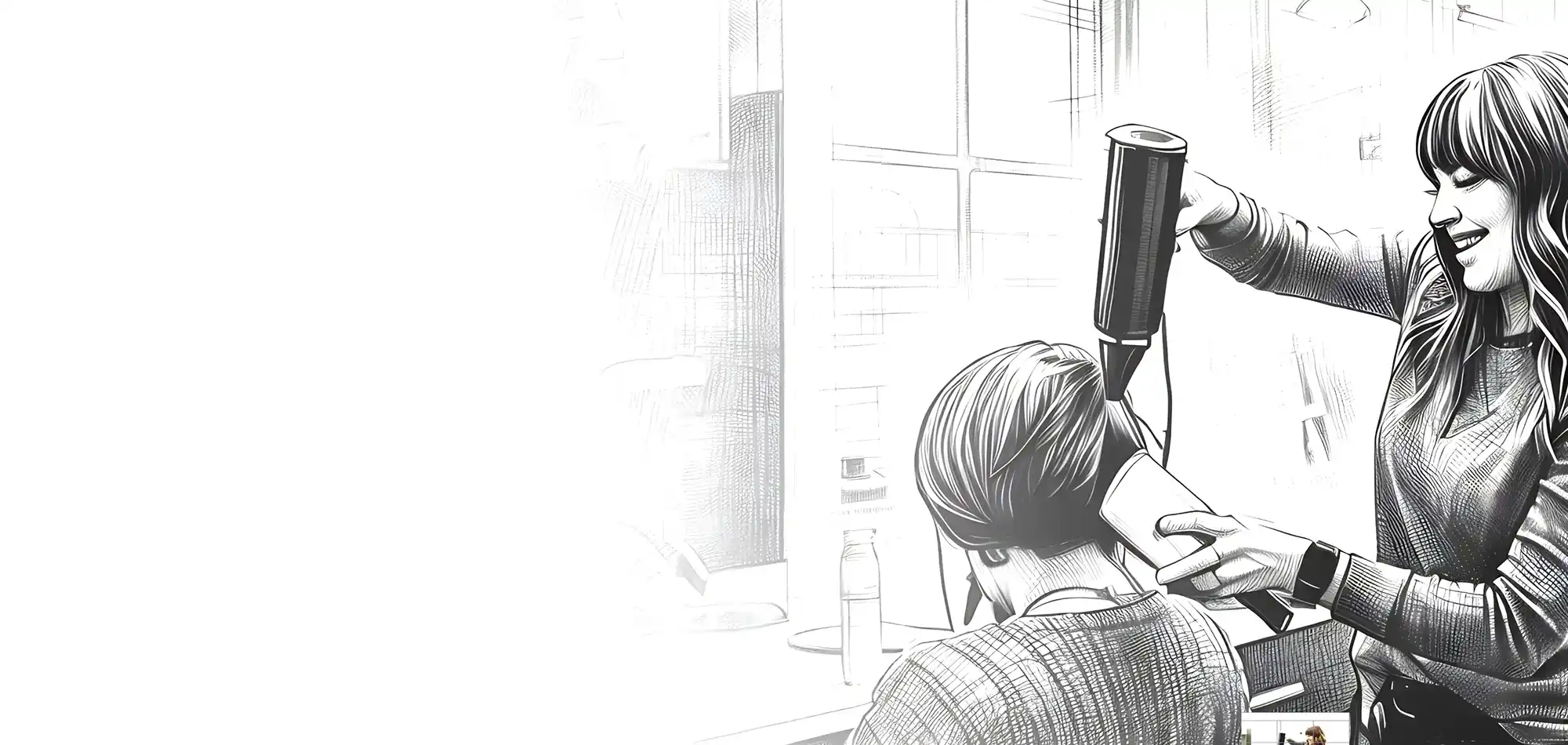 Frieursalon Produkte kaufen,  Bild zeigt eine Frau beim frisieren einer anderen Frau im Friseursalon